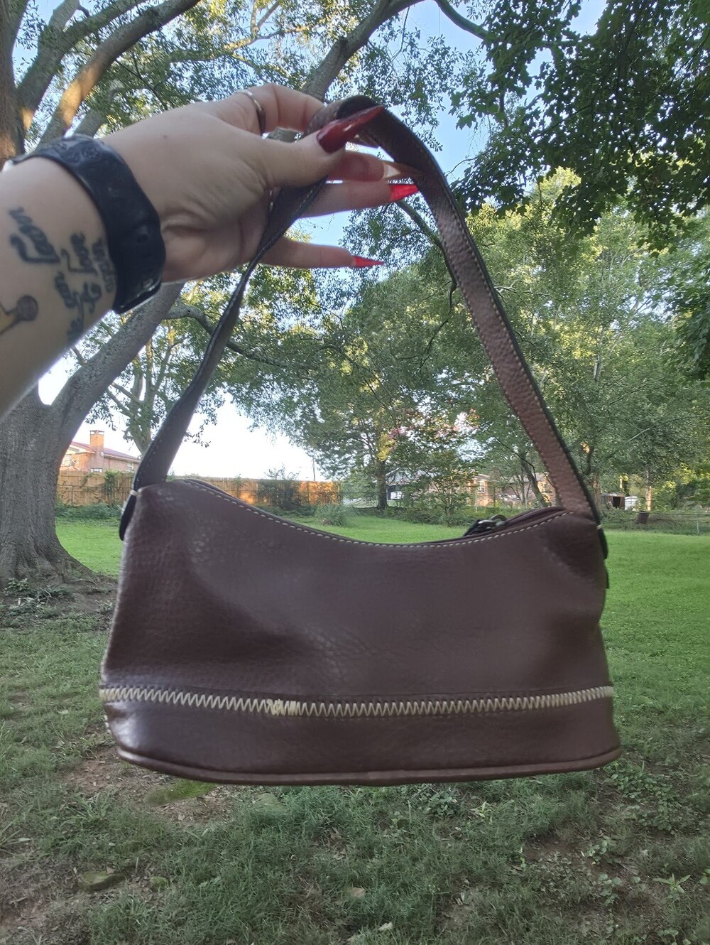 Tommy Hilfiger Brown Shoulder Bag | Y2K Mini Baguette Purse